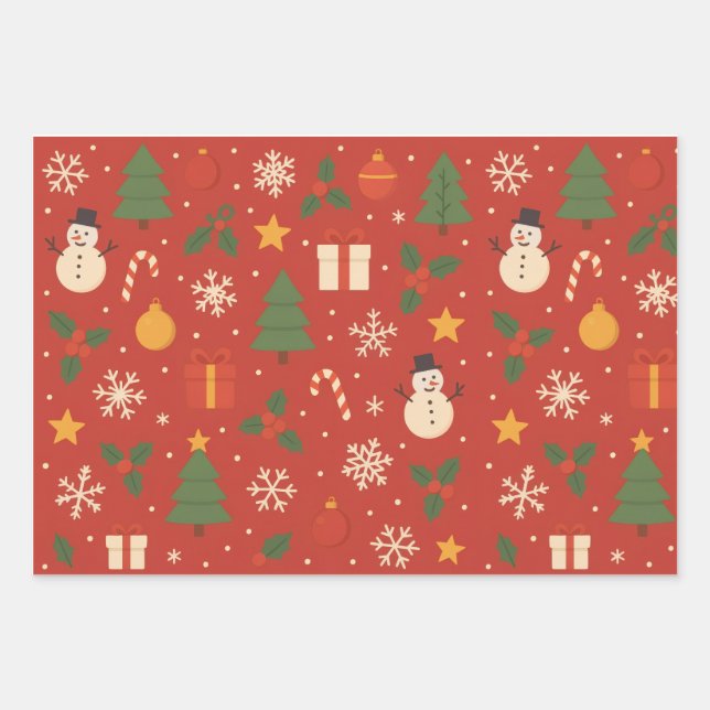Merry Christmas Classic Wrap Wrapping Paper Sheet (Front)