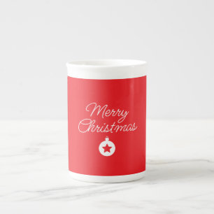 Merry Christmas Classical Unique Minimalist Plain Bone China Mug