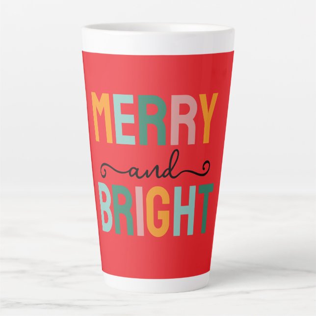 Merry Christmas Classical Unique Minimalist Plain Latte Mug (Front)
