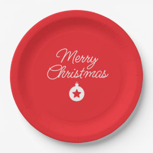 Merry Christmas Classical Unique Minimalist Plain Paper Plate
