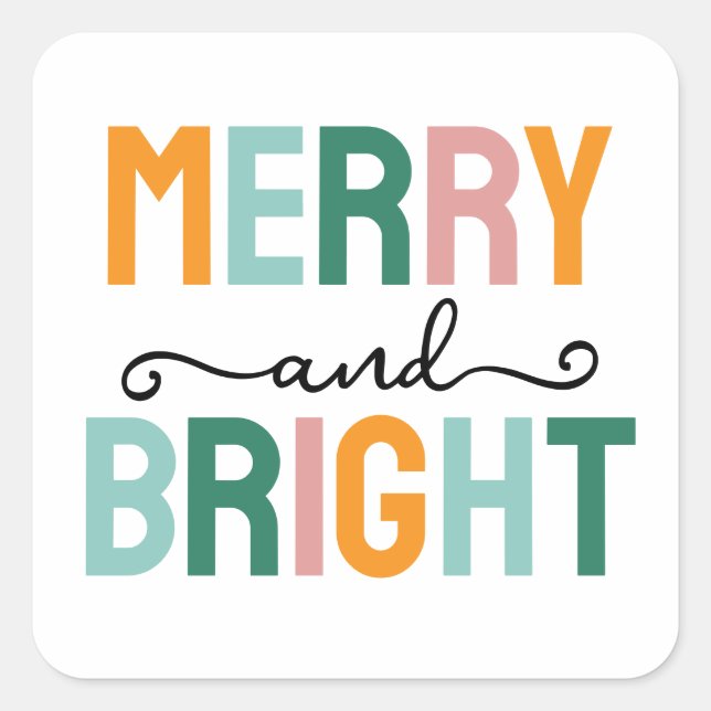 Merry Christmas Classical Unique Minimalist Plain Square Sticker (Front)