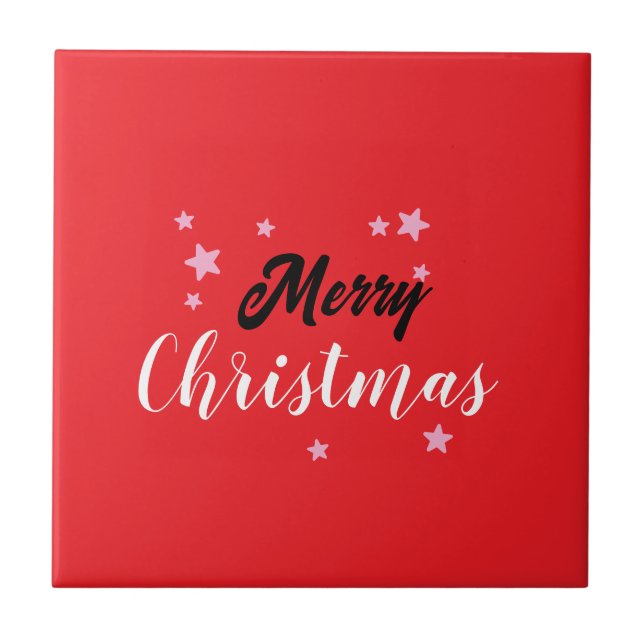Merry Christmas Classical Unique Minimalist Plain Tile (Front)