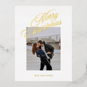 Merry Christmas Classically Scripted  Foil Holiday Postcard