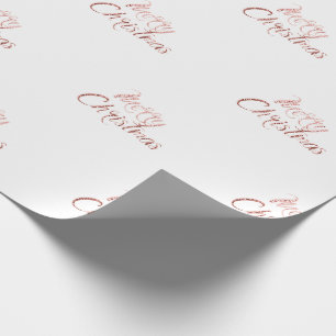 Merry Christmas Classy  Rose Gold Glitter  White Wrapping Paper