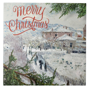 Merry Christmas. Claude Monet Ceramic Tile