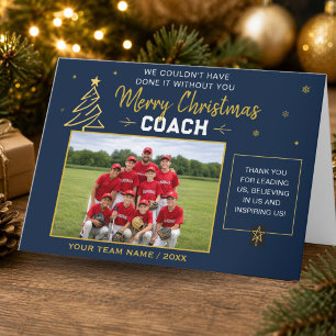 Merry Christmas Coach Personalized Team Photo Holiday Card