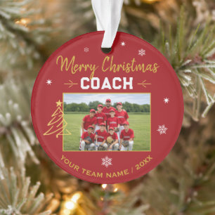 Merry Christmas Coach Personalized Team Photo Ornament