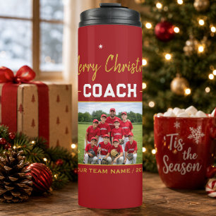 Merry Christmas Coach Team Photo Thermal Tumbler