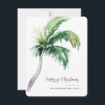 Merry Christmas Coastal Palm Tree Script Holiday Card<br><div class="desc">A modern stylish holiday flat greeting card with modern and handwritten script typography featuring a Palm Tree. Easily customize this card by clicking the "Personalize" button.</div>
