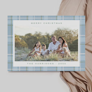 Merry Christmas Coastal Plaid Holiday Card
