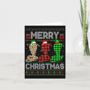 Merry Christmas Cobra Xmas Leopard Plaid Santa Elf Card
