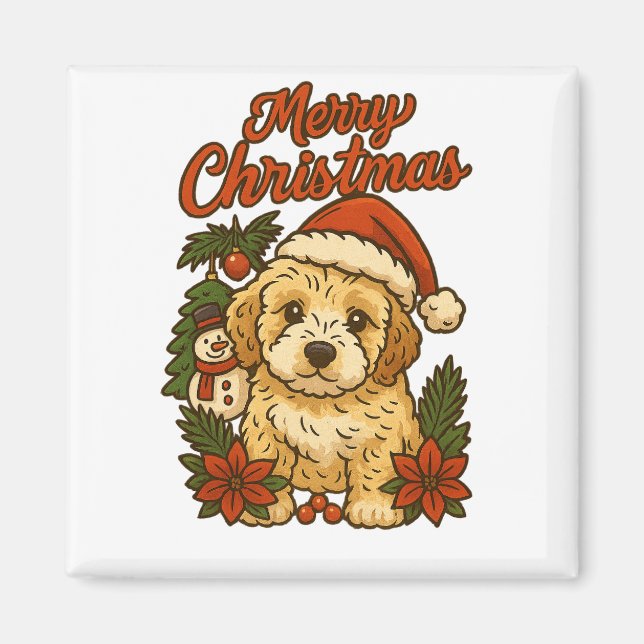 Merry Christmas Cockapoo Magnet (Front)