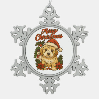 Merry Christmas Cockapoo Snowflake Framed Ornament