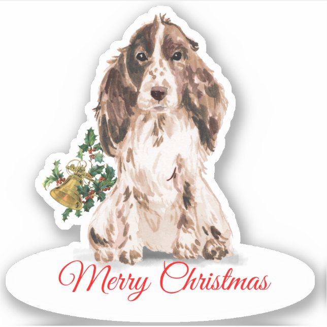 Merry Christmas Cocker Spaniel CustomCut Vinyl (Front)