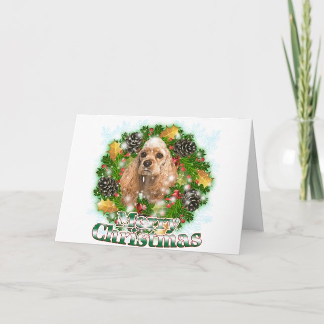 Merry Christmas Cocker Spaniel Holiday Card (Front)