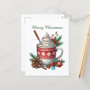 Merry Christmas coffee snowman Holiday Postcard