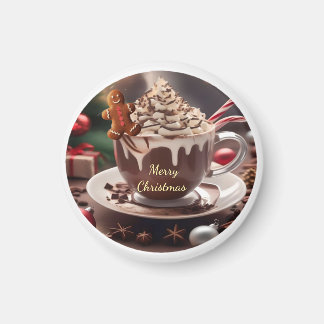 Merry Christmas Coffee with Gingerbread Magnet