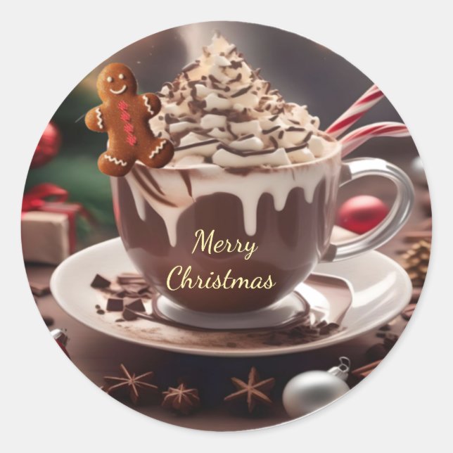 Merry Christmas Coffee with Gingerbread Sticker (Front)