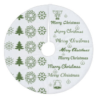 Merry Christmas Collage F Green Fleece Tree Skirt