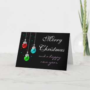 Merry christmas coloful ornaments holiday card