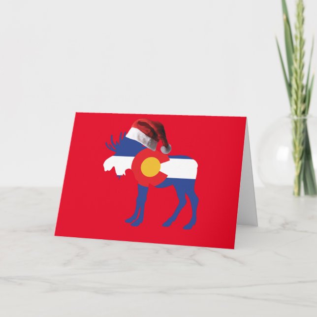 Merry Christmas Colorado Moose Holiday Card (Front)