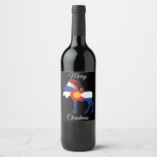 Merry Christmas Colorado Moose Wine Label