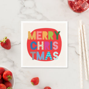 Merry Christmas-Colorful Holiday Party Decor Napkin