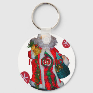 Merry Christmas Colorful Santa Claus Art Print  Keychain