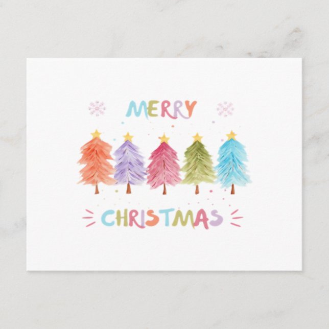 Merry Christmas Colorful Trees Essential Enclosure Card (Front)