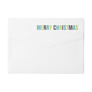 "Merry Christmas" Colourful Bold Letters Holiday Wrap Around Label