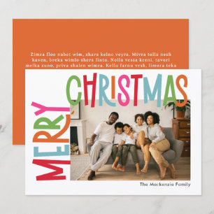 Merry Christmas Colourful Bold Personalized Photo Holiday Card