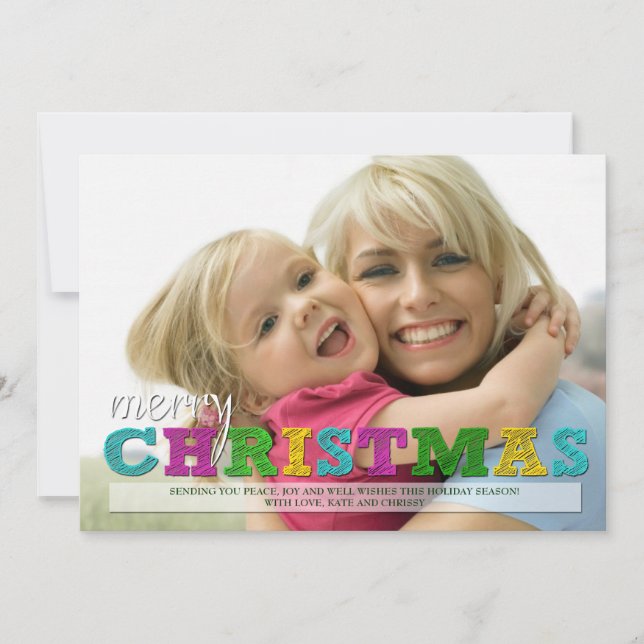 Merry Christmas Colourful Christmas Photo Card (Front)