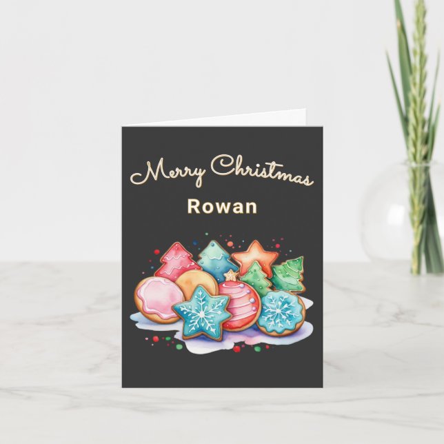 Merry Christmas Colourful Cookies Personalized Holiday Card (Front)