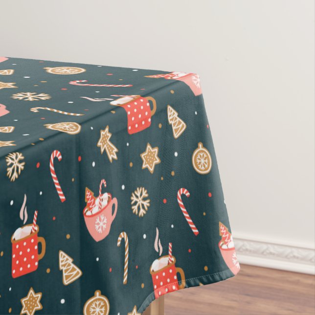 Merry Christmas Colourful Cozy Ginger Man Candy Ca Tablecloth (In Situ)