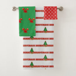 Merry Christmas Colourful Holiday Bath Towel Set