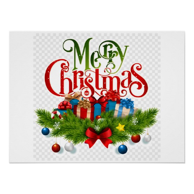 Merry Christmas, colourful holiday design, Poster (Front)