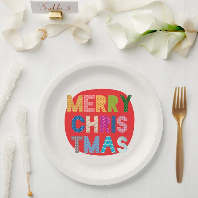 Merry Christmas-Colourful Holiday Party Supplies  Paper Plate (Wedding)
