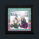 Merry Christmas Colourful Modern Winter Photo Gift Box<br><div class="desc">This modern Christmas gift box features your favourite photo surrounded by snowflakes and a colourful modern pattern with the text "Merry Christmas" #christmas #christmasgifts #giftboxes #giftwrapping #giftwrappingsupplies #party #partysupplies #holidays #holidaygifts #photogifts #personalizedgifts #personalized #winter #snow #winterholidays #holidays #festive #noel</div>