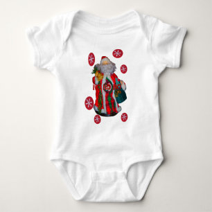Merry Christmas Colourful Santa Claus Art Print  Baby Bodysuit