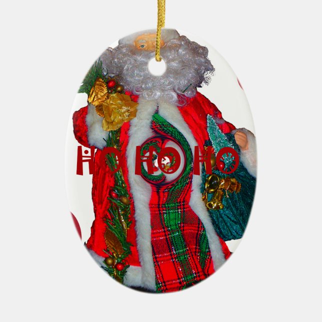 Merry Christmas Colourful Santa Claus Art Print  Ceramic Ornament (Front)