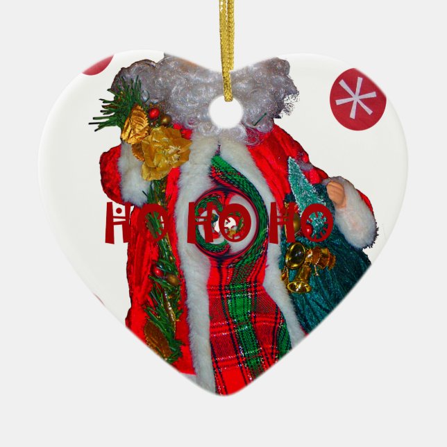Merry Christmas Colourful Santa Claus Art Print  Ceramic Ornament (Front)