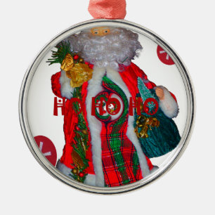 Merry Christmas Colourful Santa Claus Art Print Metal Ornament