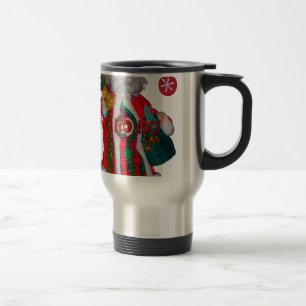 Merry Christmas Colourful Santa Claus Art Print Travel Mug