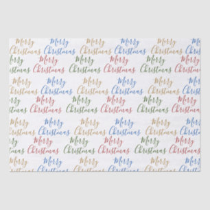 Merry Christmas Colourful Script Pattern Words Tissue Paper