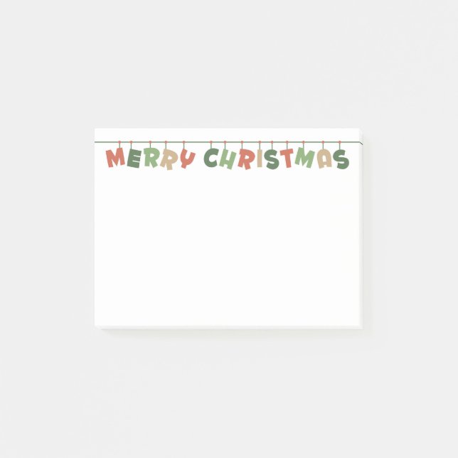 Merry Christmas colourful text hanging garland  Post-it Notes (Front)