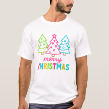 Merry Christmas Colourful Trees Cute Holiday