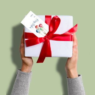 Merry Christmas Colourful Watercolor Ornaments Gift Tags