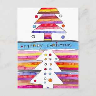 Merry Christmas Contemporary Trees Holiday Postcard