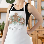 Merry Christmas Cookies Apron<br><div class="desc">This festive apron is decorated with watercolor Christmas cookies and foliage and says Merry Christmas.
Easily customizable.
Because we create our artwork you won't find this exact image from other designers.
Original Watercolor © Michele Davies.</div>