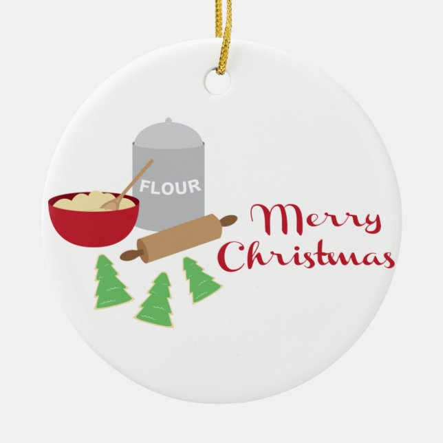 Merry Christmas Cookies Ceramic Ornament (Front)